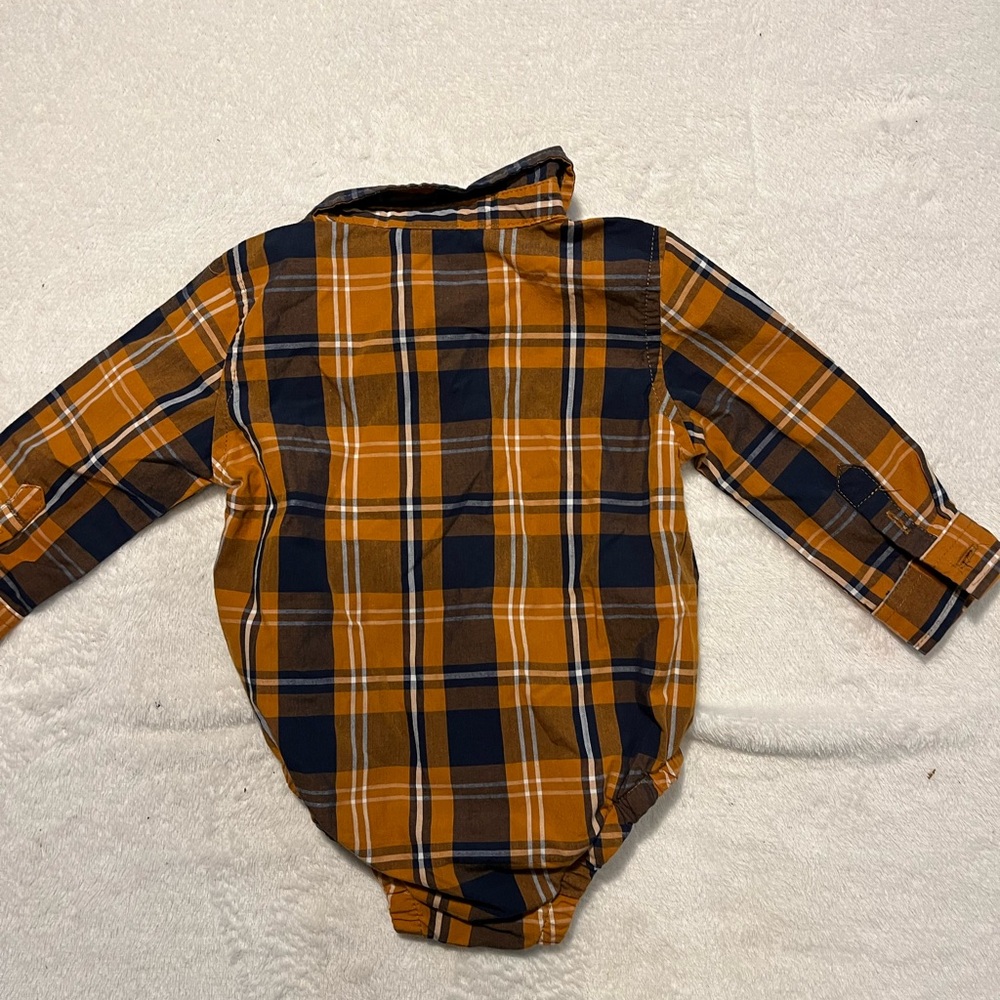 Wrangler Vibrant Orange and Blue Button Down Shirt - Picture 3 of 6